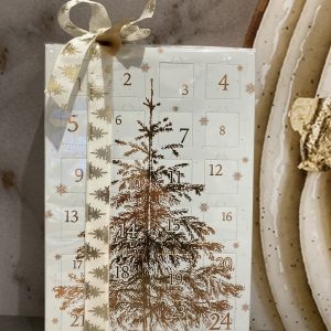 Calendrier carton blanc sapin doré